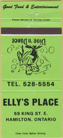 Matchbook Cover - Elly's Place Hamilton ON 30 Strike