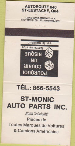 Matchbook Cover - St Monic Auto Parts St Eustache QC 30 Strike