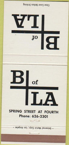 Matchbook Cover - Bank of Los Angeles CA 30 Strike