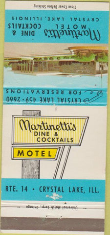 Matchbook Cover - Martinetti's Motel Crystal Lake IL 30 Strike