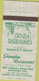Matchbook Cover - Shanghai Restaurant Brantford ON Chinese 30 Strike