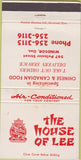 Matchbook Cover - House of Lee Windsor ON WEAR 30 Strike