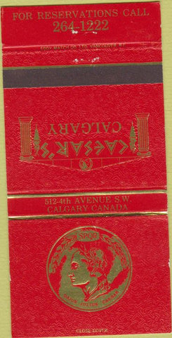 Matchbook Cover - Caesar's Steak House Calgary AB 30 Strike