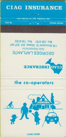 Matchbook Cover - Ciag Insurance Ottawa ON 30 Strike