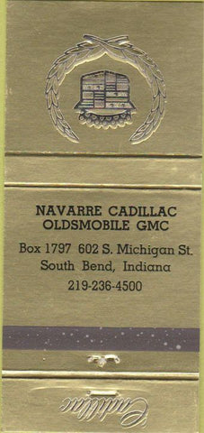Matchbook Cover - Navarre Cadillac Oldsmobile GMC South Bend IN 30 Strike
