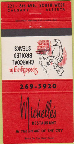 Matchbook Cover - Michelle's Restaurant Calgary AB 30 Strike