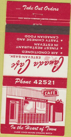 Matchbook Cover - Canada Cafe Estevan SK 30 Strike