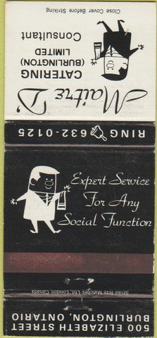 Matchbook Cover - Maitre D Catering Burlington ON 30 Strike