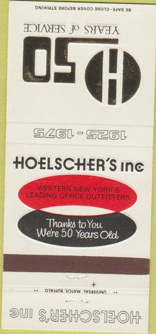 Matchbook Cover - Hoelscher's Inc Office Supply Buffalo NY 30 Strike