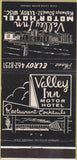 Matchbook Cover - Valley Inn Motor Hotel Elroy WI 30 Strike