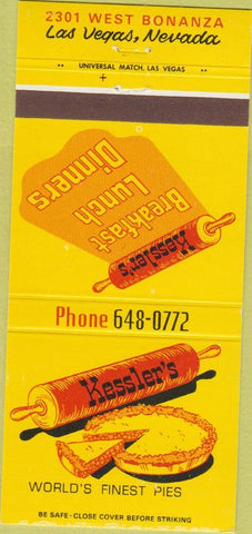 Matchbook Cover - Kessler's Pies Restaurant Las Vegas NV 30 Strike