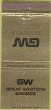 Matchbook Cover - Great Western Savings Bank CA Chain 30 Strike