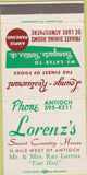 Matchbook Cover - Lorenz's Country House Antioch IL 30 Strike