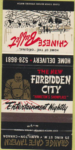 Matchbook Cover - Forbidden City Chinese Food Hamilton ON 30 Strike