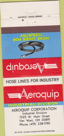 Matchbook Cover - AeroQuip Hose Lines Van Wert OH 30 Strike