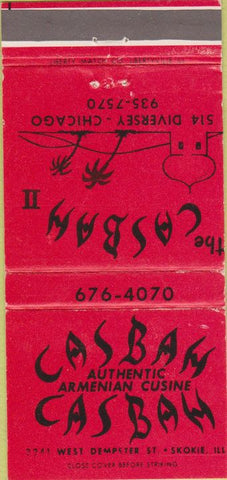 Matchbook Cover - The Casbah Chicago IL Skokie  30 Strike