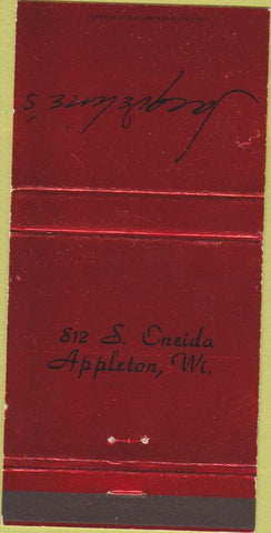 Matchbook Cover - Jacqueline's Appleton WI 30 Strike