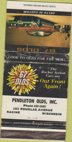 Matchbook Cover - 1967 Oldsmobile Pendleton Racine WI POOR Delta 88 30 Strike