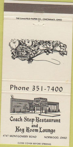 Matchbook Cover - Coach Stop Restaurant Norwood OH 30 Strike