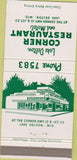Matchbook Cover - Lake Delton Corner Restaurant WI motel 30 Strike