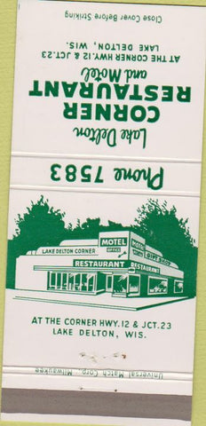 Matchbook Cover - Lake Delton Corner Restaurant WI motel 30 Strike