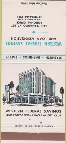 Matchbook Cover - Western Federal Savings Loan Panorama City CA 30 Strike