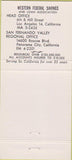 Matchbook Cover - Western Federal Savings Loan Panorama City CA 30 Strike
