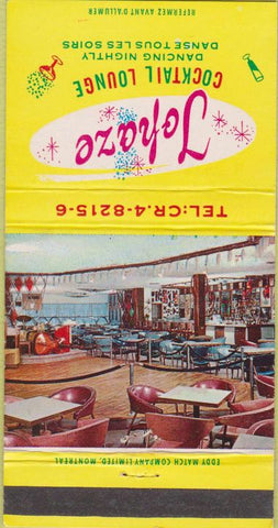 Matchbook Cover - Topaze Cocktail Lounge Montreal QC 30 Strike