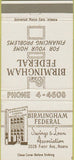 Matchbook Cover - Birmingham Rederal Savings Loan AL 30 Strike
