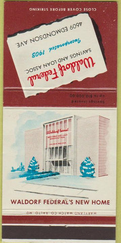 Matchbook Cover - Waldorf Federal Savings Loan Baltimore MD? 30 Strike
