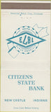 Matchbook Cover - Citizens State Bank New Castle IN 30 Strike