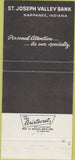 Matchbook Cover - St Joseph Valley Bank Nappanee IN 30 Strike