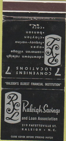 Matchbook Cover - Raleigh Savings Loan Raleigh NC 30 Strike