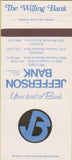 Matchbook Cover - Jefferson Bank Trust Metairie Kenner Harvey LA 30 Strike
