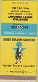 Matchbook Cover - Dodge Transmissions Roseburg OR WEAR 30 Strike