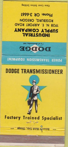 Matchbook Cover - Dodge Transmissions Roseburg OR WEAR 30 Strike
