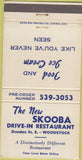 Matchbook Cover - New Skooba Drive In Restaurant Woodstock ON 30 Strike
