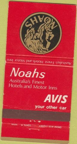 Matchbook Cover - Noah's Motor Hotel Australia Avis Rental Cars 30 Strike