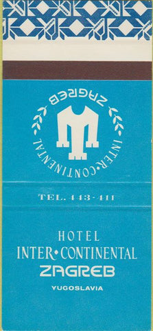Matchbook Cover - Hotel Inter Continental Zagreb Yugoslavia 30 Strike
