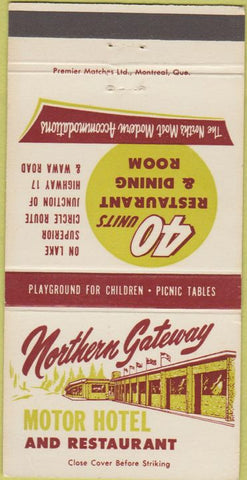 Matchbook Cover - Northern Gateway Motor Hotel Restaurant Canada WEAR 30 Strike