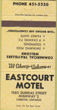 Matchbook Cover - Eastcourt Motel London ON 30 Strike