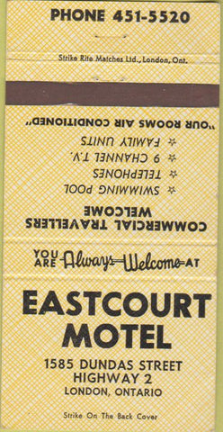 Matchbook Cover - Eastcourt Motel London ON 30 Strike