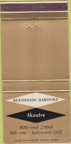 Matchbook Cover - Hungtigton Hartford Theatre Hollywood CA 30 Strike