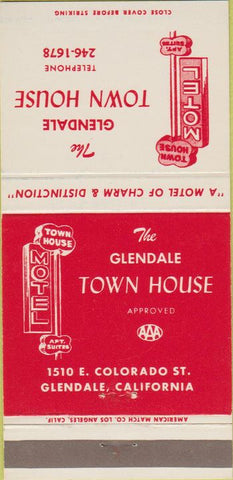 Matchbook Cover - Glendale Town House CA 30 Strike
