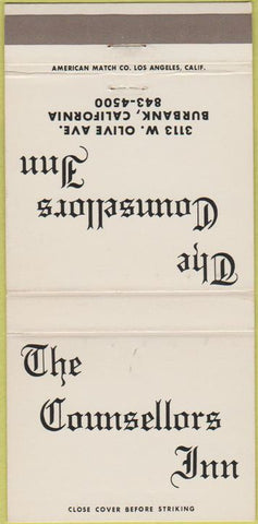 Matchbook Cover - Counsellors Inn Burbank CA 30 Strike