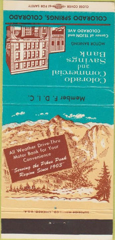 Matchbook Cover - Colorado Commercial Savings Colorado Springs CO 30 Strike