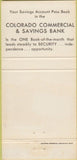 Matchbook Cover - Colorado Commercial Savings Colorado Springs CO 30 Strike