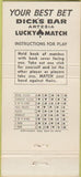 Matchbook Cover - Dick's bar Artesia CO 30 Strike
