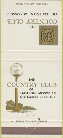 Matchbook Cover - Country club of Jackson MS 30 Strike