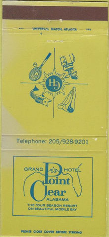 Matchbook Cover - Grant Hotel Point Clear AL 30 Strike